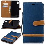 Color Matching Denim Texture Leather Case for iPhone Xs Max, with Holder & Card Slots & Wallet & Lanyard(Dark Blue)