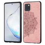 For Galaxy M60S/A81/Note 10 Lite Mandala Embossed Cloth + PC + TPU Mobile Phone Case with Magnetic Function & Hand Strap(Rose Gold)