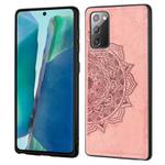 For Samsung Galaxy Note 20 Ultra Mandala Embossed Cloth + PC + TPU Mobile Phone Case with Magnetic Function & Hand Strap(Rose Gold)