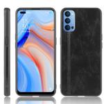 For Oppo Reno4 4G International Edition Shockproof Sewing Cow Pattern Skin PC + PU + TPU Case(Black)