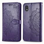 For Motorola One Fusion Plus Mandala Flower Embossed Horizontal Flip Leather Case with Bracket / Card Slot / Wallet / Lanyard(Purple)
