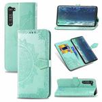 For Motorola Edge Mandala Flower Embossed Horizontal Flip Leather Case with Bracket / Card Slot / Wallet / Lanyard(Green)