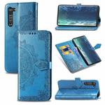 For Motorola Edge Mandala Flower Embossed Horizontal Flip Leather Case with Bracket / Card Slot / Wallet / Lanyard(Blue)