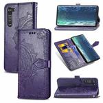 For Motorola Edge Mandala Flower Embossed Horizontal Flip Leather Case with Bracket / Card Slot / Wallet / Lanyard(Purple)