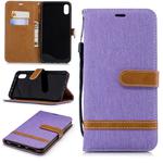 Color Matching Denim Texture Leather Case for iPhone XR, with Holder & Card Slots & Wallet & Lanyard(Purple)