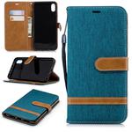 Color Matching Denim Texture Leather Case for iPhone XR, with Holder & Card Slots & Wallet & Lanyard(Green)