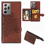 For Galaxy M60S/A81/Note 10 Lite Mandala Embossed Magnetic Cloth PU + TPU + PC Case with Holder & Card Slots & Wallet & Photo Frame & Strap(Brown)