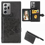 For Samsung Galaxy Note 20 Mandala Embossed Magnetic Cloth PU + TPU + PC Case with Holder & Card Slots & Wallet & Photo Frame & Strap(Black)