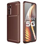 For vivo IQOO５ Carbon Fiber Texture Shockproof TPU Case(Brown)