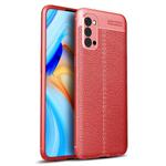 For OPPO Reno4 4G  Litchi Texture TPU Shockproof Case(Red)
