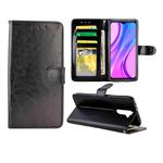 For Xiaomi Redmi 9 Crazy Horse Texture Leather Horizontal Flip Protective Case with Holder & Card Slots & Wallet & Photo Frame(Black)