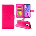 For Xiaomi Redmi 9 Crazy Horse Texture Leather Horizontal Flip Protective Case with Holder & Card Slots & Wallet & Photo Frame(Magenta)