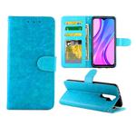 For Xiaomi Redmi 9 Crazy Horse Texture Leather Horizontal Flip Protective Case with Holder & Card Slots & Wallet & Photo Frame(baby Blue)