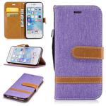 Color Matching Denim Texture Leather Case for iPhone 5 &  Se , with Holder & Card Slots & Wallet & Lanyard(Purple)