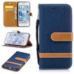 Color Matching Denim Texture Leather Case for iPhone 5 &  Se , with Holder & Card Slots & Wallet & Lanyard(Dark Blue)