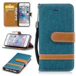 Color Matching Denim Texture Leather Case for iPhone 5 &  Se , with Holder & Card Slots & Wallet & Lanyard(Green)