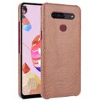 For LG K51S Shockproof Crocodile Texture PC + PU Case(Brown)