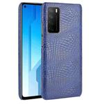 For Huawei Honor Play4 Shockproof Crocodile Texture PC + PU Case(Blue)