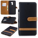 Color Matching Denim Texture Leather Case for Xiaomi Pocophone F1, with Holder & Card Slots & Wallet & Lanyard(Black)