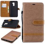 Color Matching Denim Texture Leather Case for Xiaomi Pocophone F1, with Holder & Card Slots & Wallet & Lanyard(Brown)