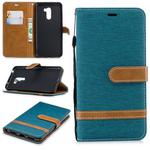 Color Matching Denim Texture Leather Case for Xiaomi Pocophone F1, with Holder & Card Slots & Wallet & Lanyard(Green)