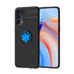 For OPPO Reno4 4G Metal Ring Holder 360 Degree Rotating TPU Case(Black+Blue)