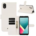 For WIKO Y61 Litchi Texture Horizontal Flip Protective Case with Holder & Card Slots & Wallet(White)