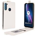 For Motorola One Fusion+ R64 Texture Single Vertical Flip Leather Protective Case with Card Slots & Photo Frame(White)