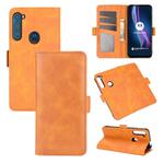 For Motorola One Fusion+ Dual-side Magnetic Buckle Horizontal Flip Leather Case with Holder & Card Slots & Wallet(Yellow)