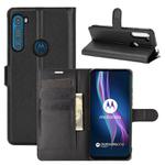 For Motorola One Fusion+ Litchi Texture Horizontal Flip Protective Case with Holder & Card Slots & Wallet(Black)