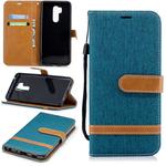 Color Matching Denim Texture Leather Case for LG G7, with Holder & Card Slots & Wallet & Lanyard(Green)