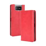 For Asus Zenfone 7 ZS670KS/Zenfone 7 Pro ZS671KS Magnetic Buckle Retro Crazy Horse Texture Horizontal Flip Leather Case  , with Holder & Card Slots & Photo Frame(Red)
