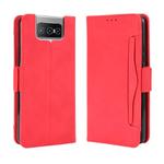 For Asus Zenfone 7 ZS670KS/Zenfone 7 Pro ZS671KS Wallet Style Skin Feel Calf Pattern Leather Case ，with Separate Card Slot(Red)