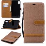 Color Matching Denim Texture Leather Case for LG Q8 , with Holder & Card Slots & Wallet & Lanyard(Brown)