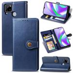 For OPPO Realme C12 Solid Color Leather Buckle Phone Case with Lanyard & Photo Frame & Card Slot & Wallet & Stand Function(Blue)