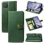For OPPO A92s Solid Color Leather Buckle Phone Case with Lanyard & Photo Frame & Card Slot & Wallet & Stand Function(Green)