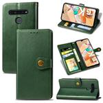 For LG K41S Retro Solid Color Leather Buckle Phone Case with Lanyard & Photo Frame & Card Slot & Wallet & Stand Function(Green)