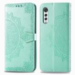 For LG Velvet 5G Mandala Flower Embossed Horizontal Flip Leather Case with Bracket / Card Slot / Wallet / Lanyard(Green)