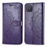 For OPPO A92S Mandala Flower Embossed Horizontal Flip Leather Case with Bracket / Card Slot / Wallet / Lanyard(Purple)