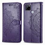 For OPPO Realme C12 Mandala Flower Embossed Horizontal Flip Leather Case with Bracket / Card Slot / Wallet / Lanyard(Purple)