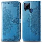 For OPPO Realme C15 Mandala Flower Embossed Horizontal Flip Leather Case with Bracket / Card Slot / Wallet / Lanyard(Blue)