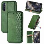 For One Plus Nord Cubic Grid Pressed Horizontal Flip Magnetic PU Leather Case with Holder & Card Slots & Wallet(Green)