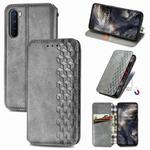 For One Plus Nord Cubic Grid Pressed Horizontal Flip Magnetic PU Leather Case with Holder & Card Slots & Wallet(Grey)