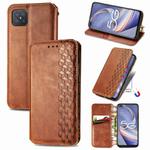 For OPPO A92S Cubic Grid Pressed Horizontal Flip Magnetic PU Leather Case with Holder & Card Slots & Wallet(Brown)