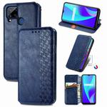 For OPPO Realme C15 Cubic Grid Pressed Horizontal Flip Magnetic PU Leather Case with Holder & Card Slots & Wallet(Blue)