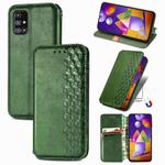 For Samsung Galaxy M31S Cubic Grid Pressed Horizontal Flip Magnetic PU Leather Case with Holder & Card Slots & Wallet(Green)