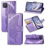 For OPPO A92S Butterfly Love Flower Embossed Horizontal Flip Leather Case with Holder & Card Slots & Wallet & Lanyard(Light Purple)