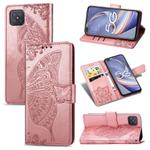 For OPPO A92S Butterfly Love Flower Embossed Horizontal Flip Leather Case with Holder & Card Slots & Wallet & Lanyard(Rose Gold)