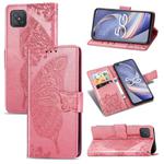 For OPPO A92S Butterfly Love Flower Embossed Horizontal Flip Leather Case with Holder & Card Slots & Wallet & Lanyard(Pink)