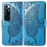 For Xiaomi Mi 10 Ultra Butterfly Love Flower Embossed Horizontal Flip Leather Case with Holder & Card Slots & Wallet & Lanyard(Blue)
